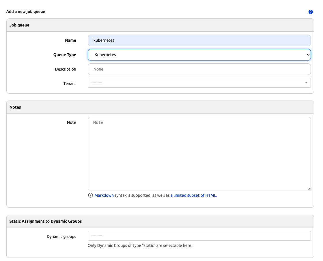 K8s Job Queue Config
