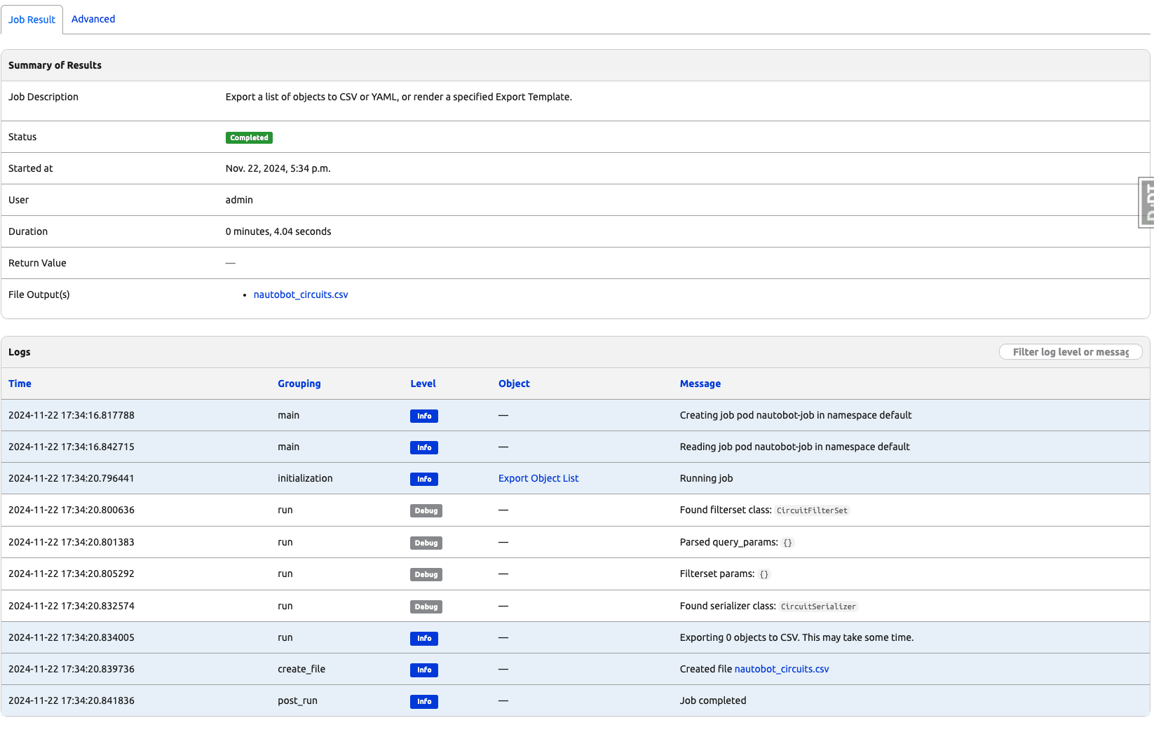 K8s Job Result Completed